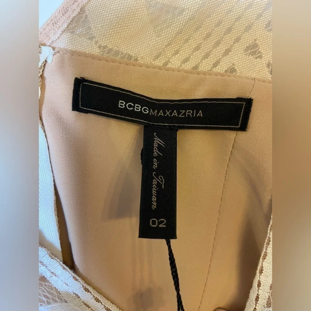$268 New BCBGMaxazria Camielle Dress Mini Sleeveless Off White Sz 2 - Picture 7 of 7